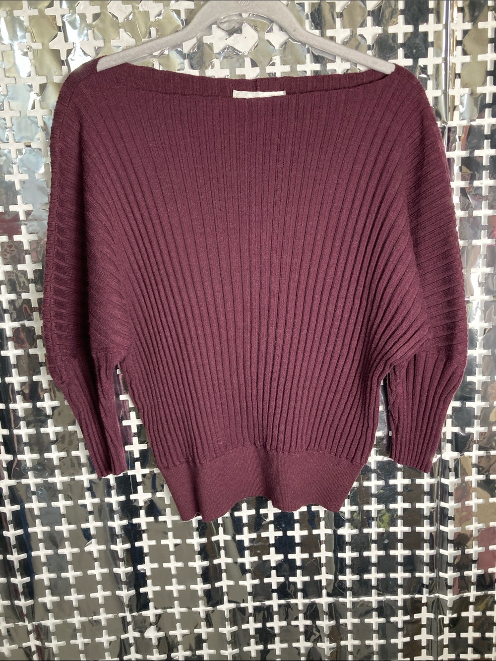 J.O.A. Ribbed Boatneck Sweater - Burgundy Plum